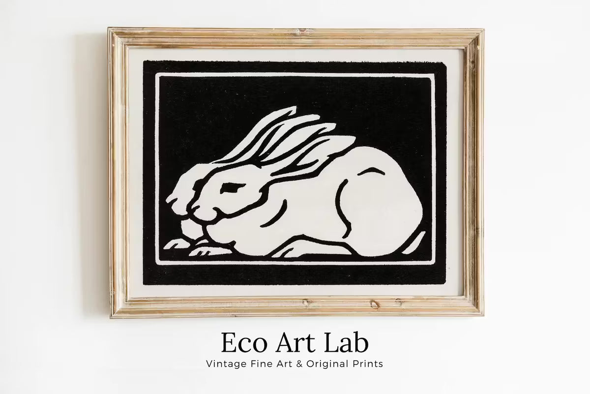 Two Rabbits Vintage Art Nouveau Print Wall Art. Instant Download Retro Rabbit Painting Julie De Graag Printable Wall Art, Art Nouveau Poster – Printable Wall Art