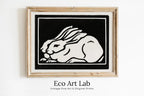 Framed view of Two Rabbits Vintage Art Nouveau Print Wall Art. Instant Download Retro Rabbit Painting Julie De Graag Printable Wall Art, Art Nouveau Poster – printable wall art digital download.