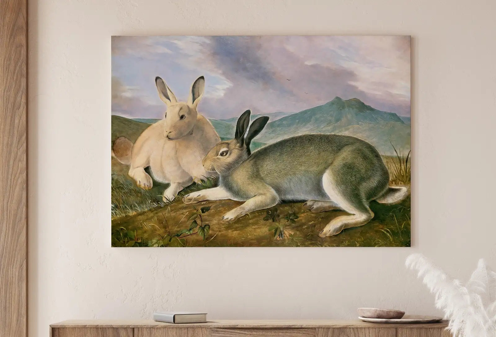 Second included artwork preview from Two Rabbits Wall Art Vintage Painting. Vintage Animal Print. Printable Wall Art, Digital Download. Rabbit Painting Digital Art. Nature Print featuring various scenes.