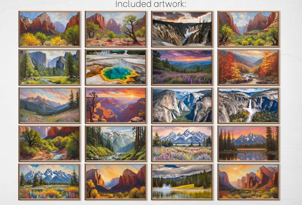 US National Parks Frame TV Art Set of 40. Mountain Wall Art Original Landscape Paintings National Parks Nature Wall Art For Samsung Frame TV – Frame TV Art Set