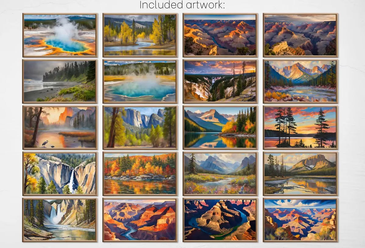 US National Parks Frame TV Art Set of 40. Mountain Wall Art Original Landscape Paintings National Parks Nature Wall Art For Samsung Frame TV – Frame TV Art Set