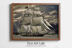 Framed view of USS Constitution "Old Ironsides" Sailing Ship at Full Sail. Sailboat Print, Printable Wall Art Digital Print, Nautical Wall Decor Boat Print – printable wall art digital download.