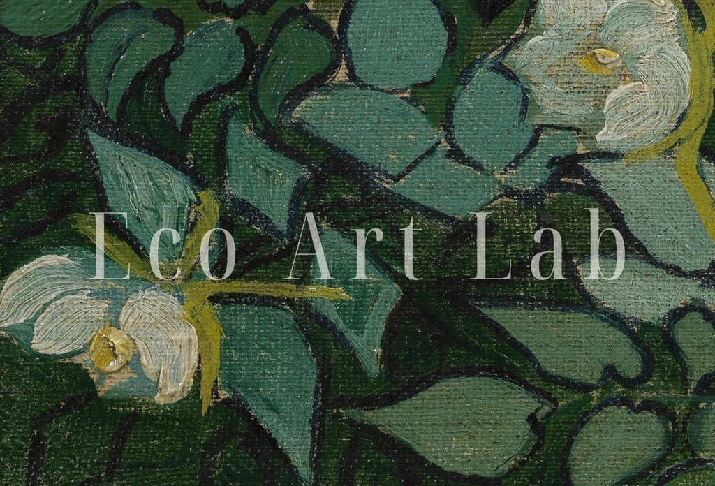 Detail view of artwork from van Gogh Wild Roses Famous Painting Art Print. Instant Download Printable van Gogh Fine Art. Vintage Botanical Art. White Roses Painting. (variation 2)