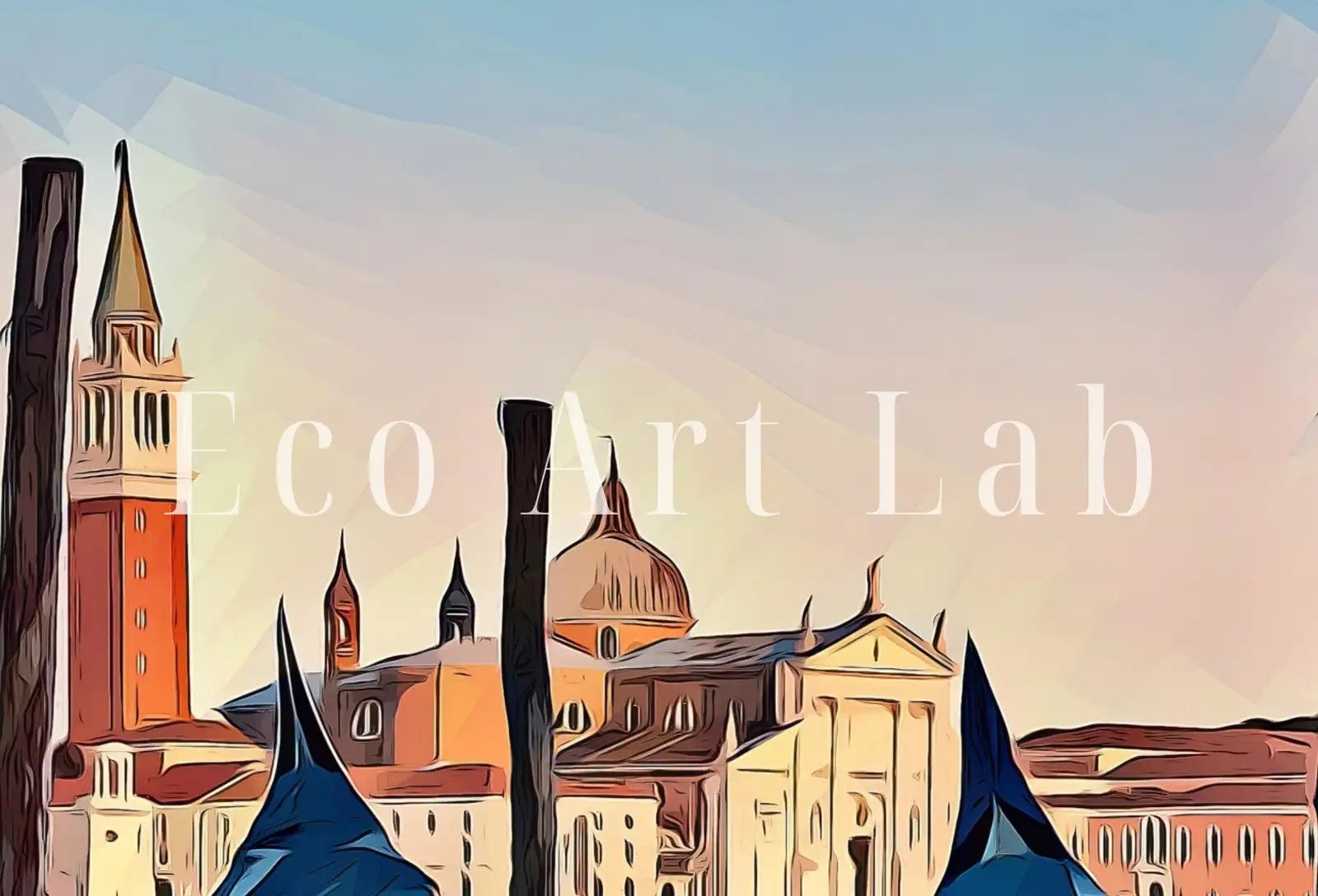 Detail view of artwork from Venice Gondolas Digital Painting Frame TV Art. Venice Italy Wall Art Frame TV Art 4K Digital Download, Art for Tv, Colorful Art for Frame TV. (variation 1)