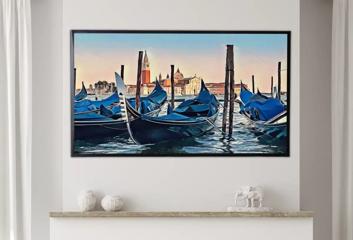 Venice Gondolas Digital Painting Frame TV Art. Venice Italy Wall Art Frame TV Art 4K , Art for Tv, Colorful Art for Frame TV – Frame TV  Art