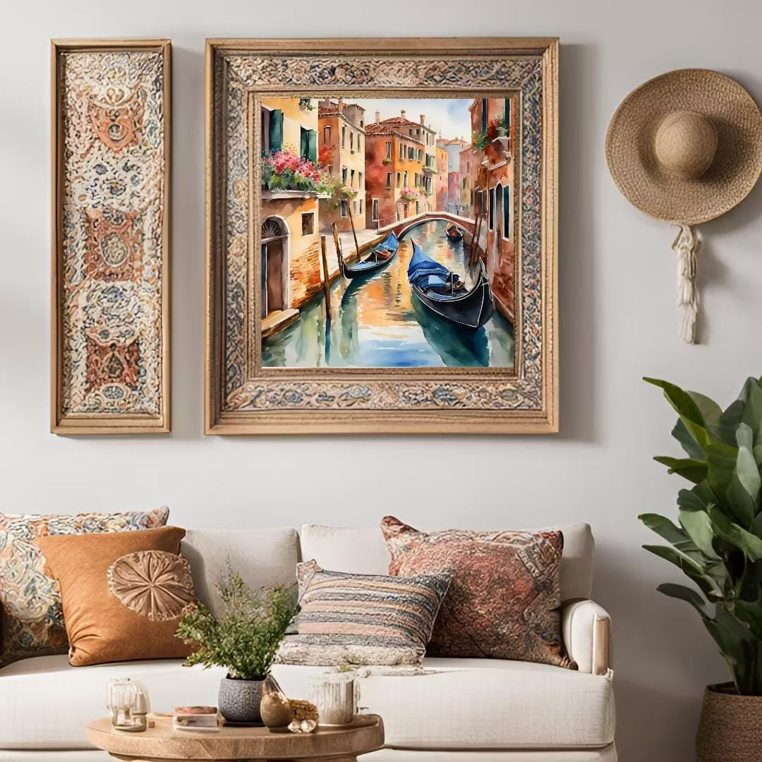 Venice Wall Art I Italy Printable Canal Home Decor I Gondola Painting  – Printable Wall Art