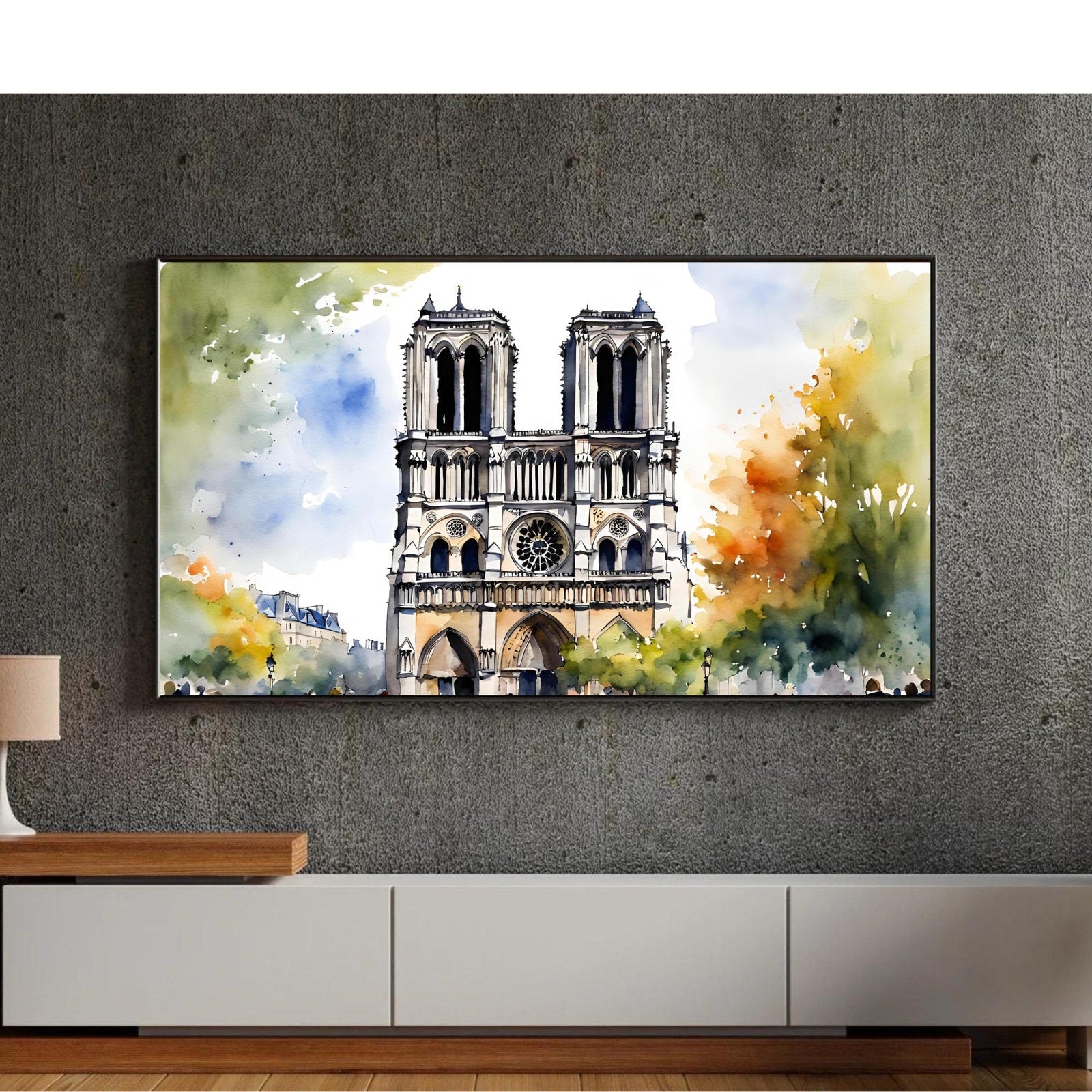 View Of Notre Dame Art I Cathedral Wall Decor I Frame TV 4K Digital Art For Samsung Frame TV – Frame TV Digital Download Art – Digital Download