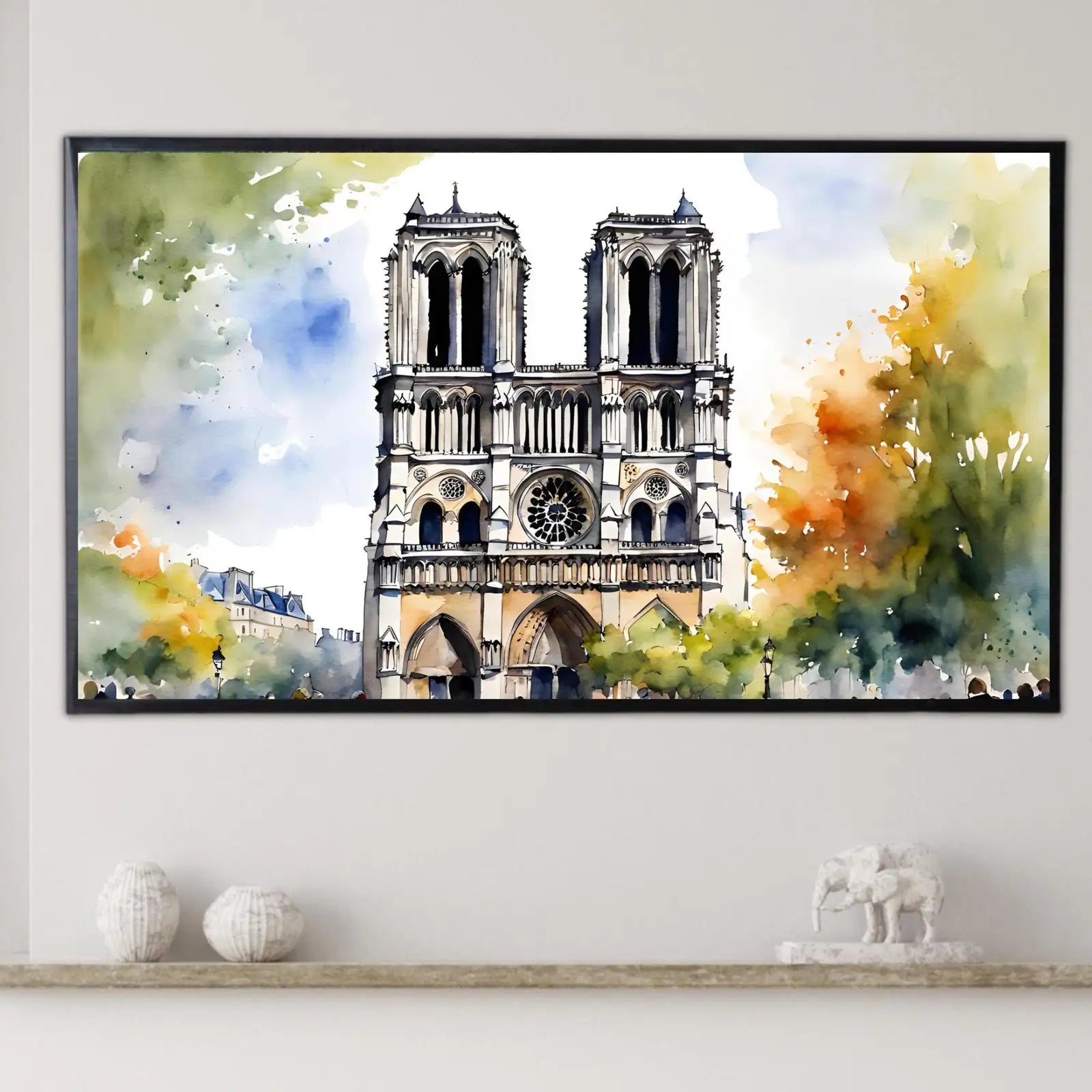View Of Notre Dame Art I Cathedral Wall Decor I Frame TV 4K Digital Art For Samsung Frame TV – Frame TV Digital Download Art – Digital Download