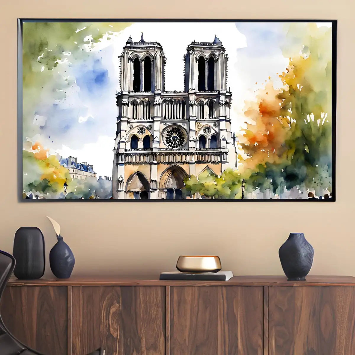 View Of Notre Dame Art I Cathedral Wall Decor I Frame TV 4K Digital Art For Samsung Frame TV – Frame TV Digital Download Art – Digital Download