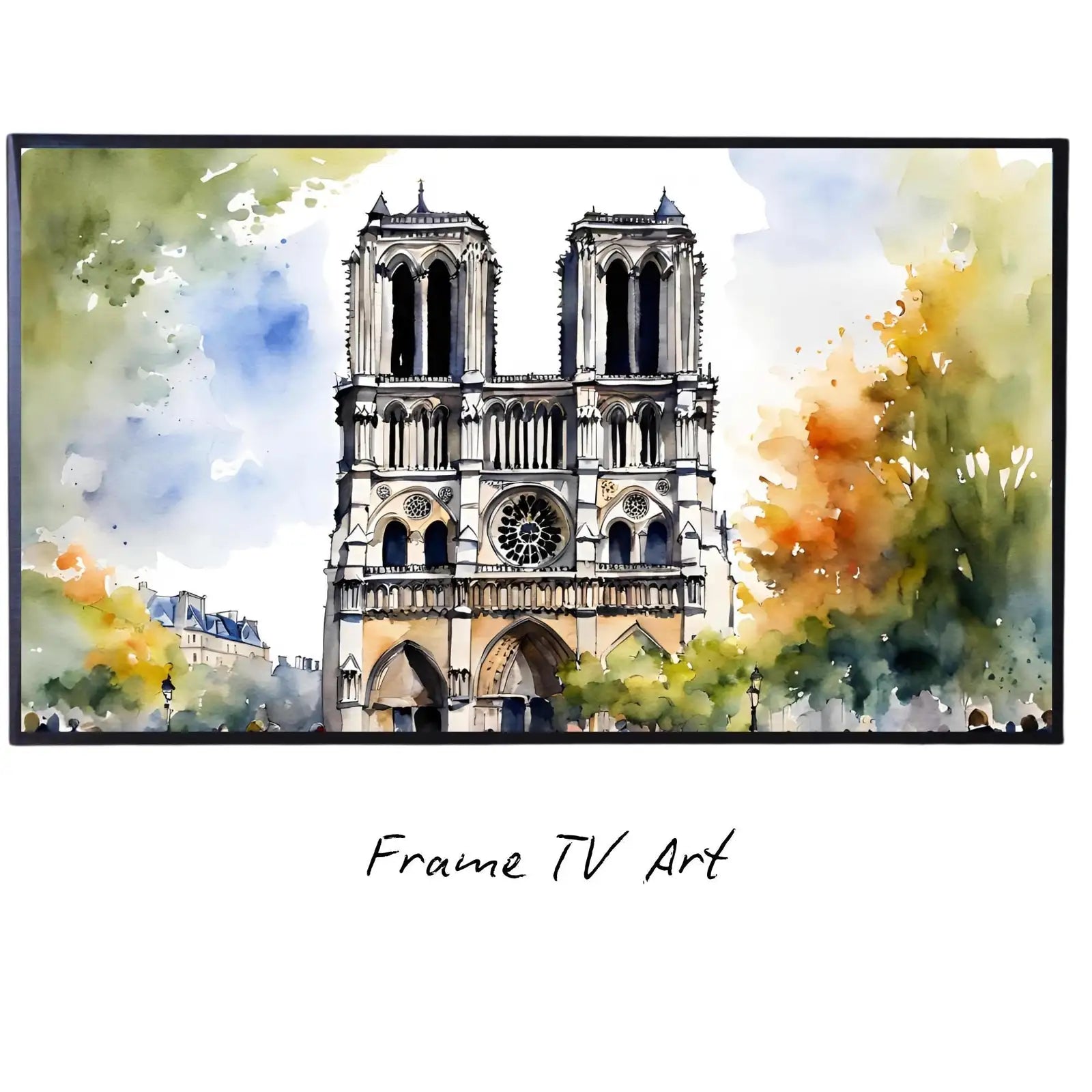 View Of Notre Dame Art I Cathedral Wall Decor I Frame TV 4K Digital Art For Samsung Frame TV – Frame TV Digital Download Art – Digital Download