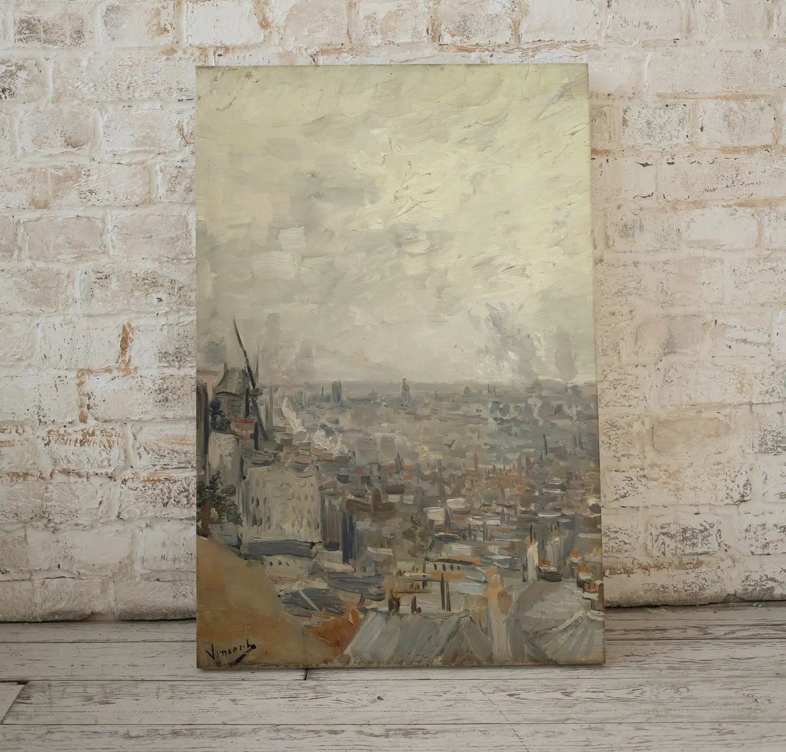 Vue de Paris depuis Montmartre par Vincent van Gogh. Impression d’art célèbre imprimable. Téléchargement instantané de l’impression de Van Gogh. Décoration murale vintage d’art raffiné