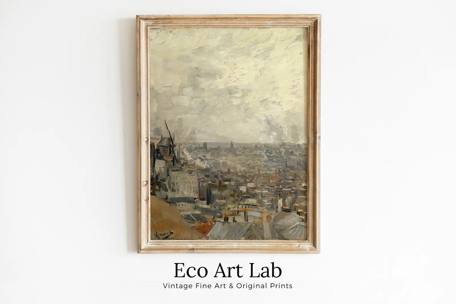 Vue de Paris depuis Montmartre par Vincent van Gogh. Impression d’art célèbre imprimable. Téléchargement instantané de l’impression de Van Gogh. Décoration murale vintage d’art raffiné
