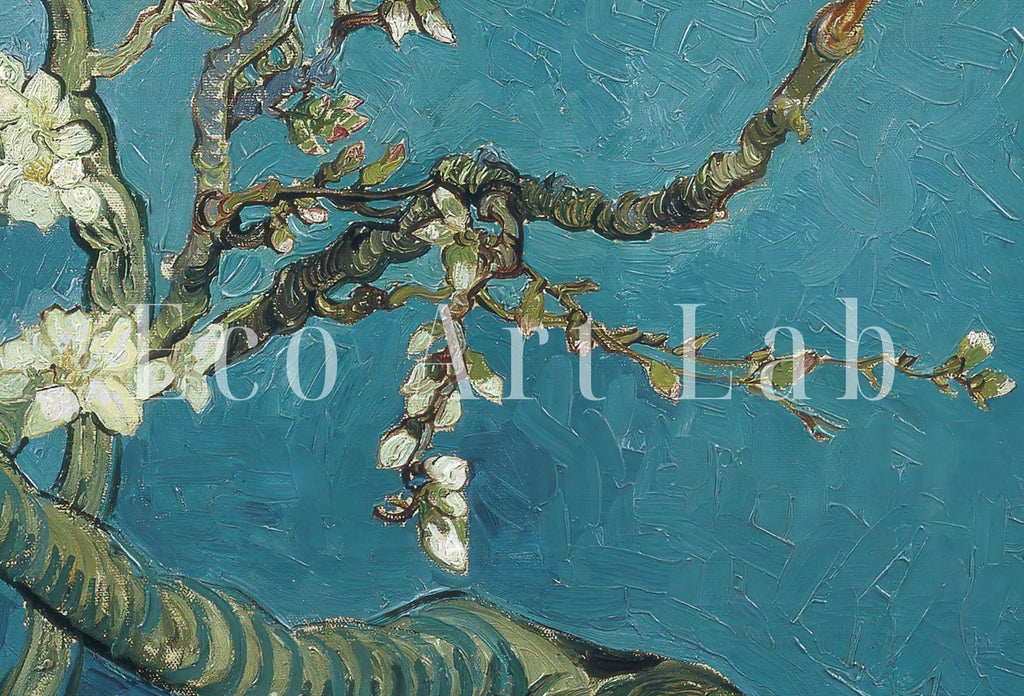 Detail view of artwork from Vincent van Gogh Almond Blossom. Set of 2 Prints. Printable Famous Fine Art Prints. Instant Download. Vintage Botanical 2 Piece Wall Art. (variation 2)