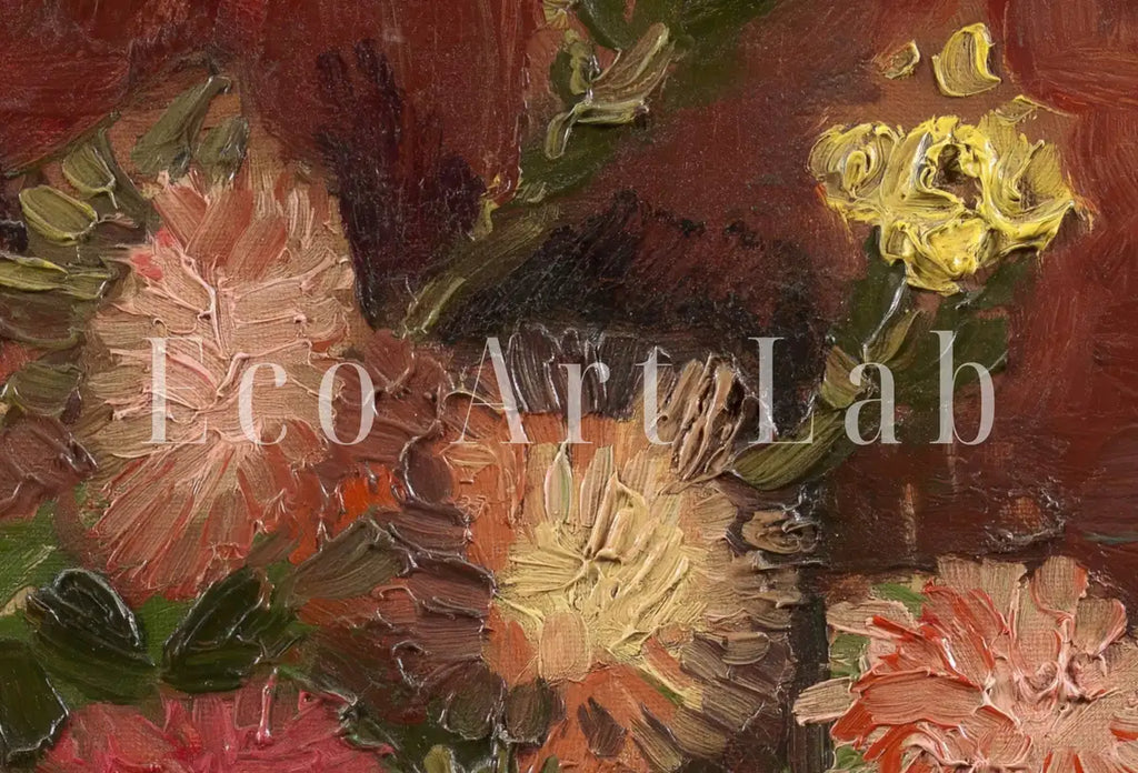 Detail view of artwork from Vincent van Gogh Bouquet of Flowers in Vase Printable Famous Art Prints. Vintage Floral Fine Art. Instant Download van Gogh Still Life. (variation 2)