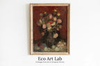 Framed view of Vincent van Gogh Bouquet of Flowers in Vase Printable Famous Art Prints. Vintage Floral Fine Art. Instant Download van Gogh Still Life – printable wall art digital download.
