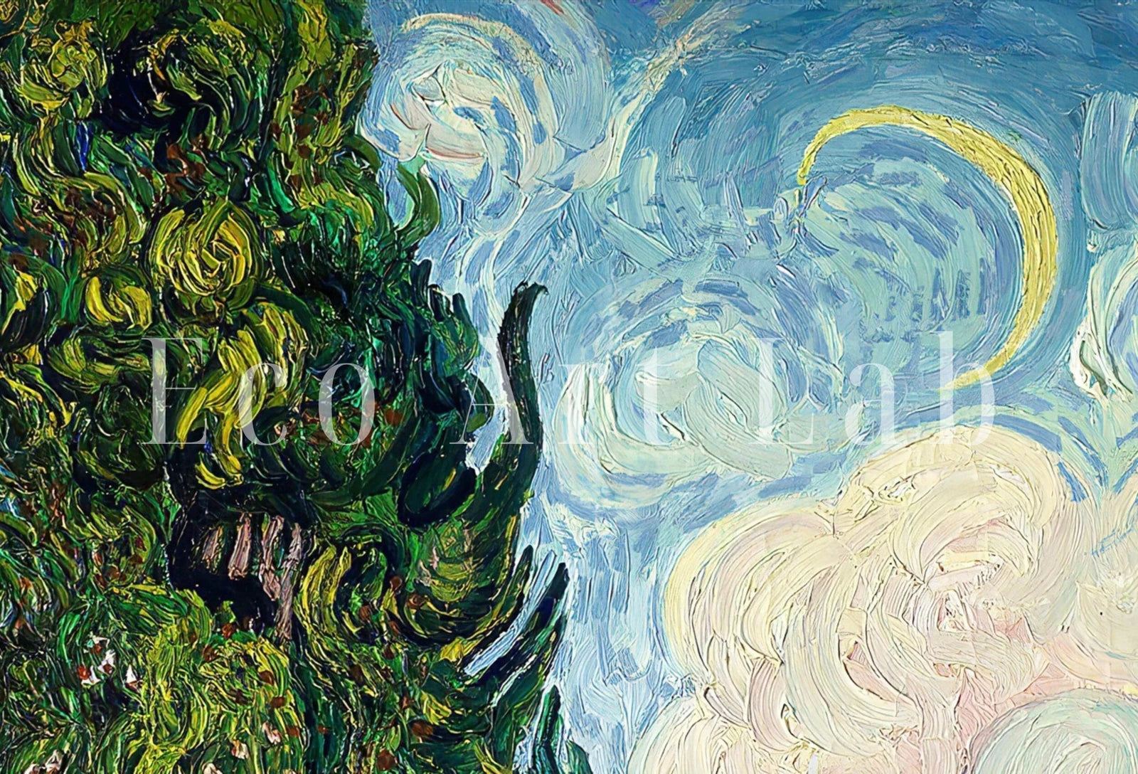 Impression des cyprès de Vincent van Gogh : Une œuvre d’art printanière. Téléchargement instantané pour une décoration murale vintage.