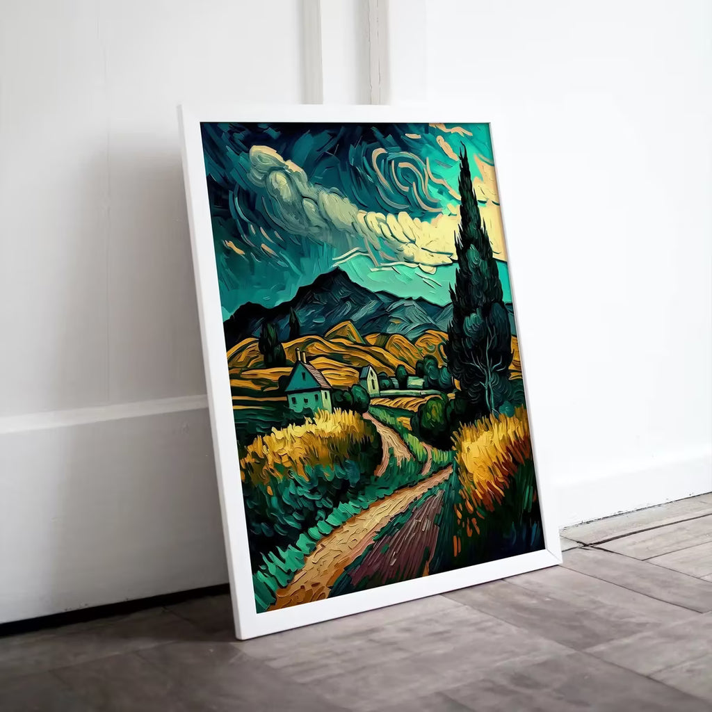 Vincent van Gogh Inspired Landscape Painting. Printable. Instant Download van Gogh Art Print Digital Painting Wall Decor. Fine Art Print – Printable Wall Art