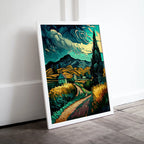 Art numérique paysage inspiré par Vincent van Gogh. Téléchargement instantané d’une impression d’art numérique de van Gogh pour la décoration murale. Fine art print.