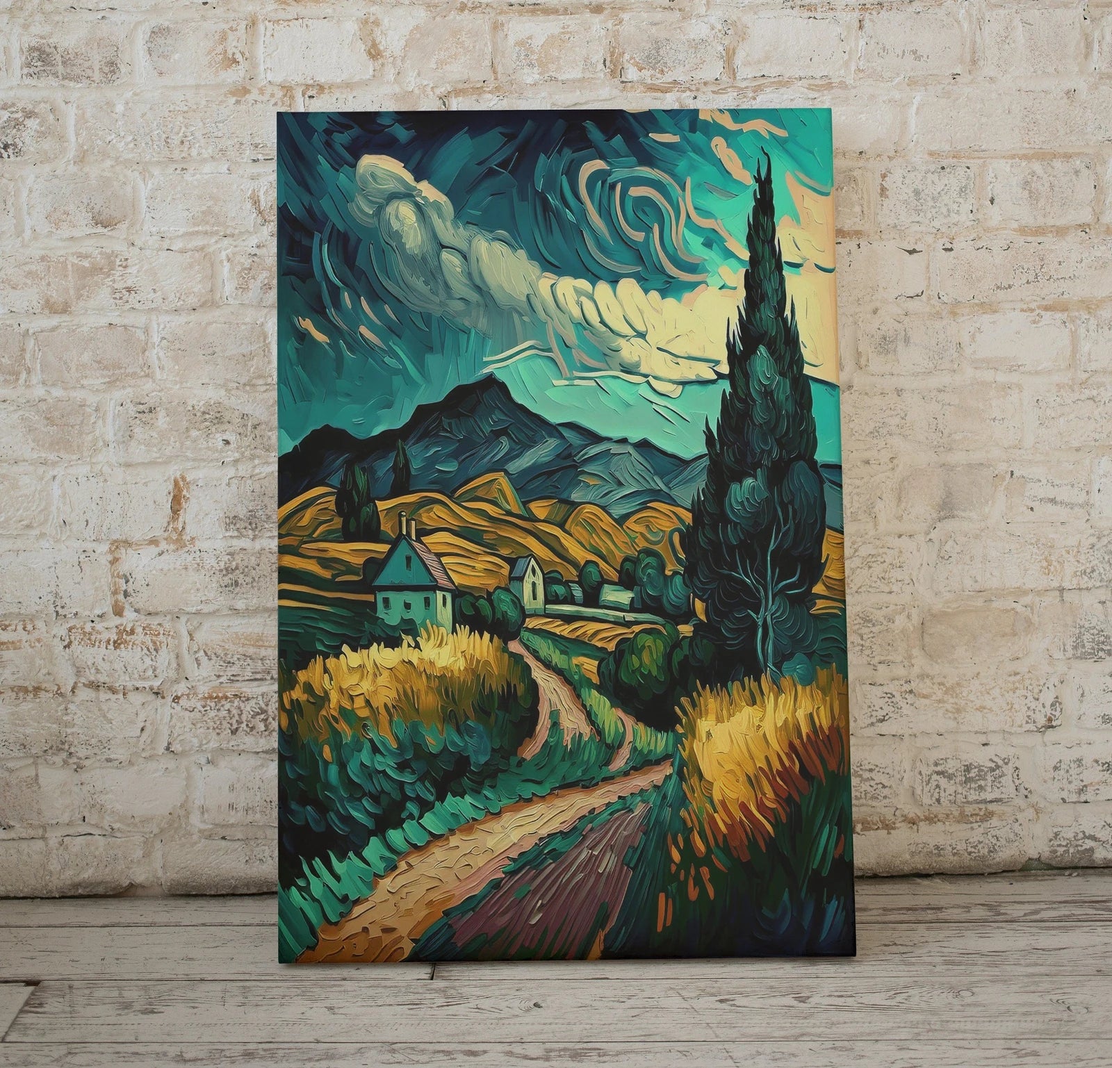 Art numérique paysage inspiré par Vincent van Gogh. Téléchargement instantané d’une impression d’art numérique de van Gogh pour la décoration murale. Fine art print.