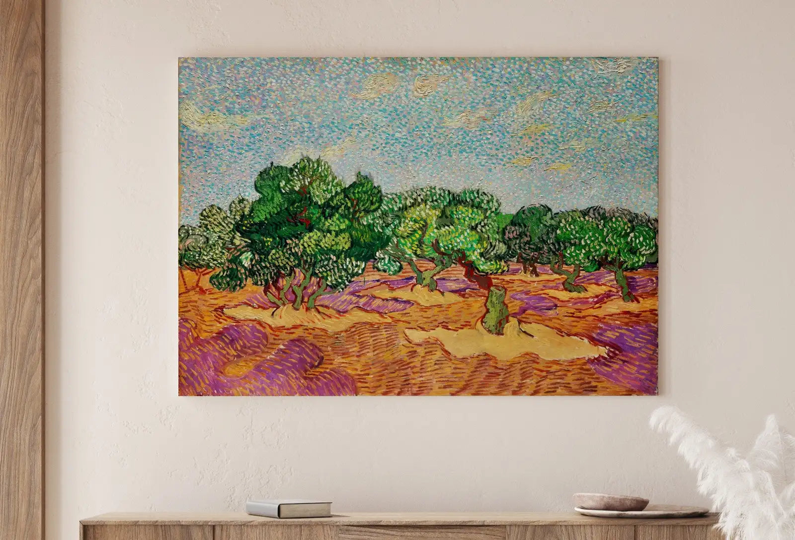 Tableau de paysage d’oliviers de Vincent van Gogh à imprimer. Téléchargement instantané de l’impression de van Gogh, peinture de printemps vintage. Tableau d’art ancien imprimable.