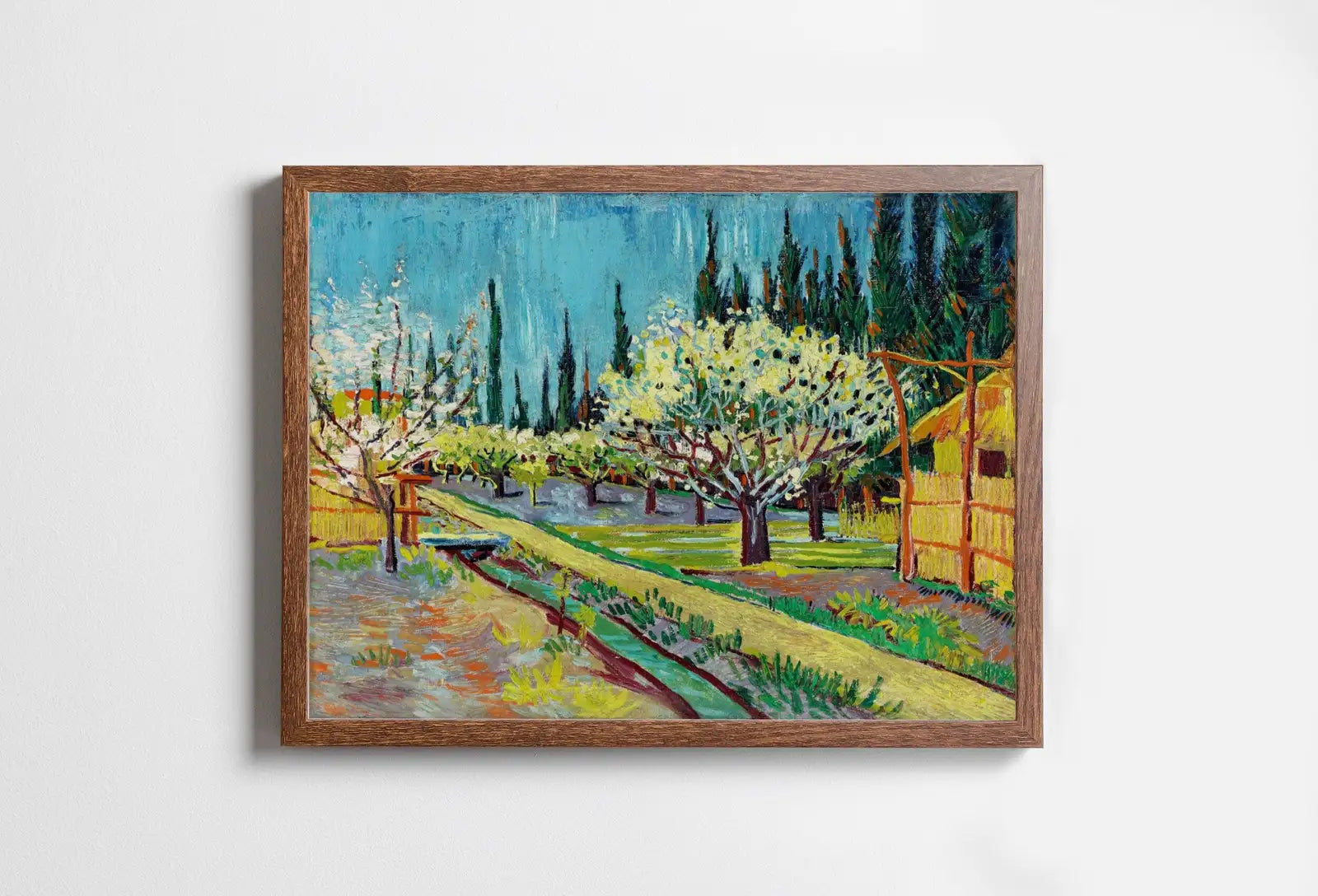 Verger Bordé de Cyprès de Vincent van Gogh - Impression d’Art Célèbre à Télécharger. Décor Mural Vintage, Impression d’art.