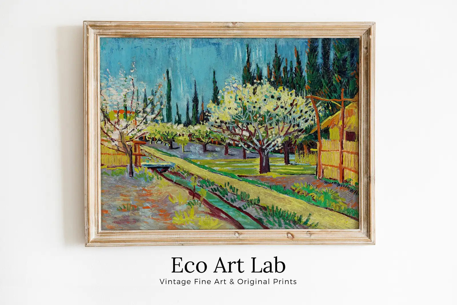 Verger Bordé de Cyprès de Vincent van Gogh - Impression d’Art Célèbre à Télécharger. Décor Mural Vintage, Impression d’art.