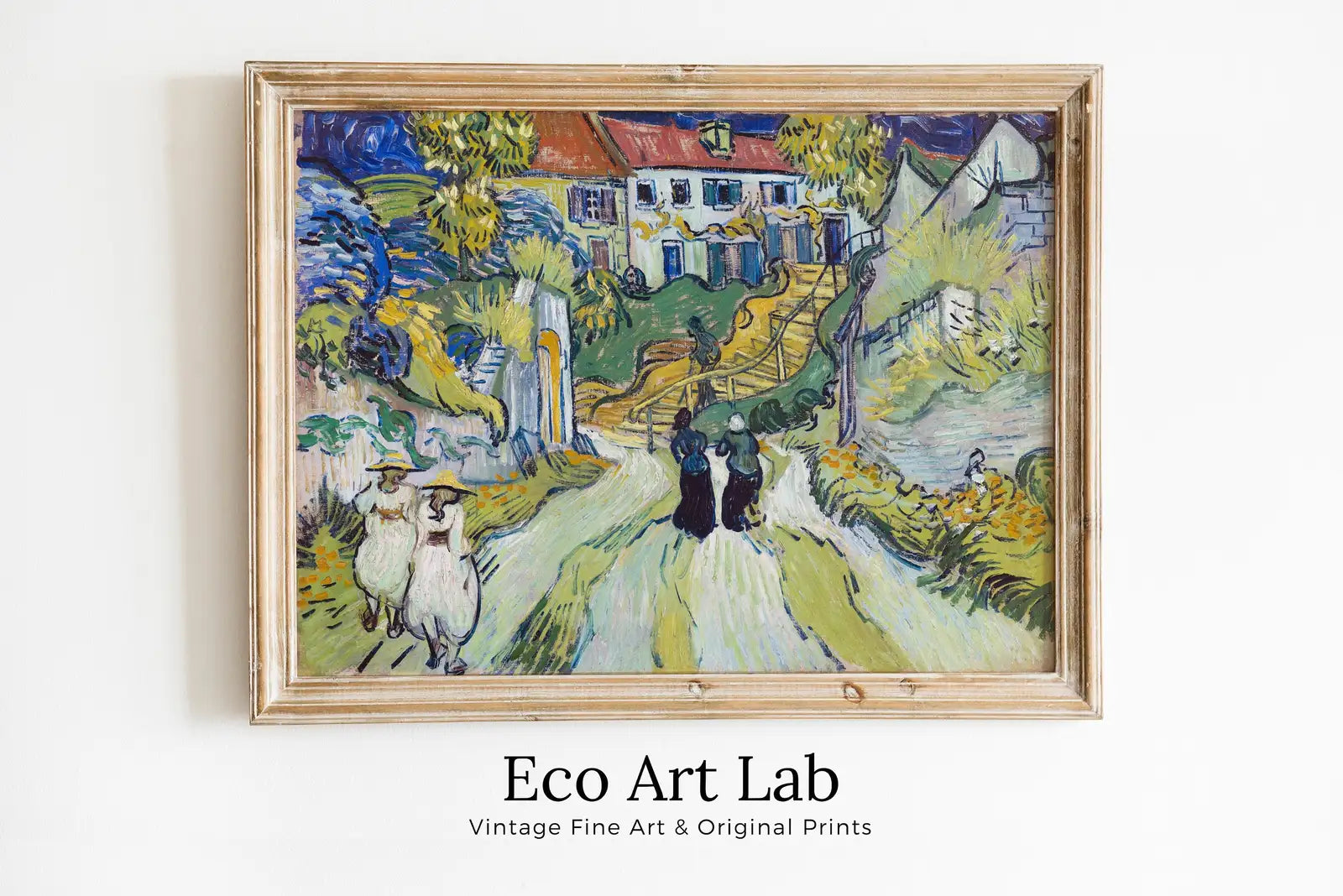 Reproduction d’art célèbre : Escalier à Auvers de Vincent van Gogh - Téléchargement instantané, style vintage pour la ville.