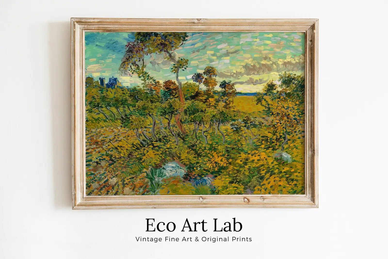 Detail view of artwork from Vincent van Gogh Sunset at Montmajour. Landscape Printable Famous Art Print. Instant Download van Gogh Print Vintage Painting Fine Art Print. (variation 1)