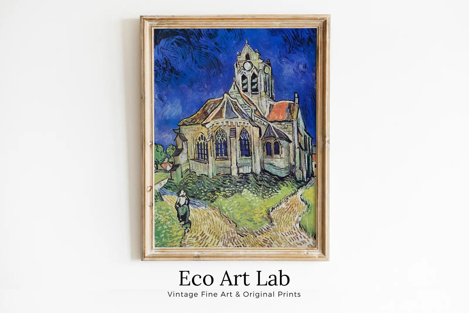 Reproduction d’art célèbre : L’église d’Auvers de Vincent van Gogh - Téléchargement instantané, style vintage pour la décoration murale.