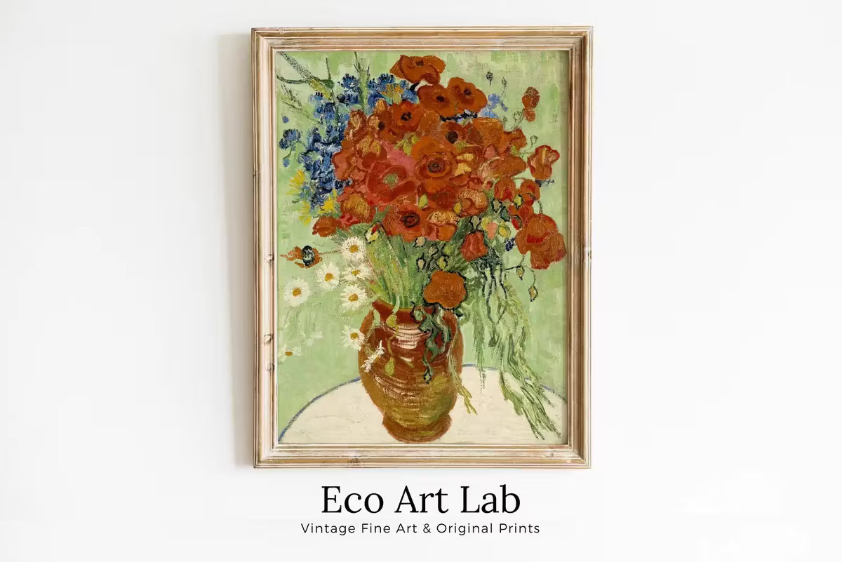 Vincent van Gogh Vase with Cornflowers & Poppies. Famous Printable Art. Instant Download van Gogh Still Life Print. Vintage Floral Fine Art – Printable Wall Art