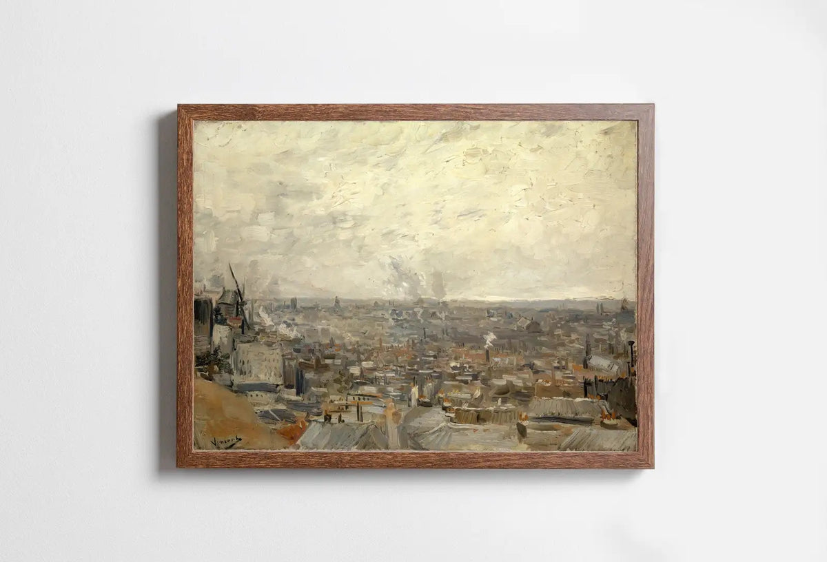 Included artwork preview showing first selection of artworks from Vincent van Gogh View of Paris from Montmartre Printable Famous Art Print. Instant Download van Gogh Print Vintage Wall Decor Fine Art.