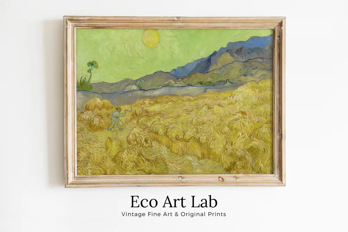 Vincent van Gogh Wheatfield With a Reaper. Printable Famous Art Print. Instant Download van Gogh Print. Vintage Art Landscape Painting. – Printable Wall Art