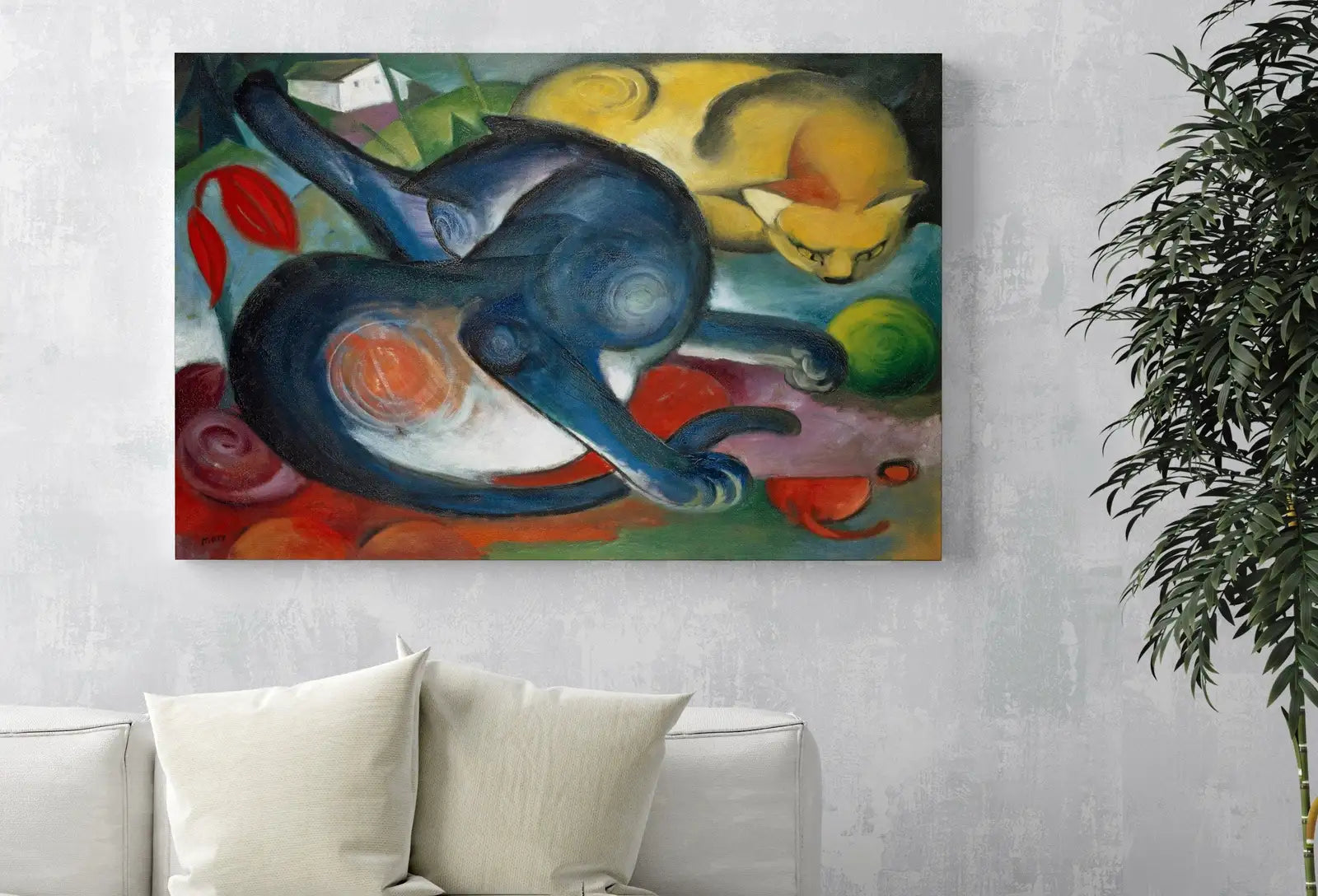 Vintage Abstract Cat Painting. Instant Download Colorful Surreal Cats Wall Art. Cats Abstract Antique Painting. Printable Famous Art Print – Printable Wall Art Digital Download