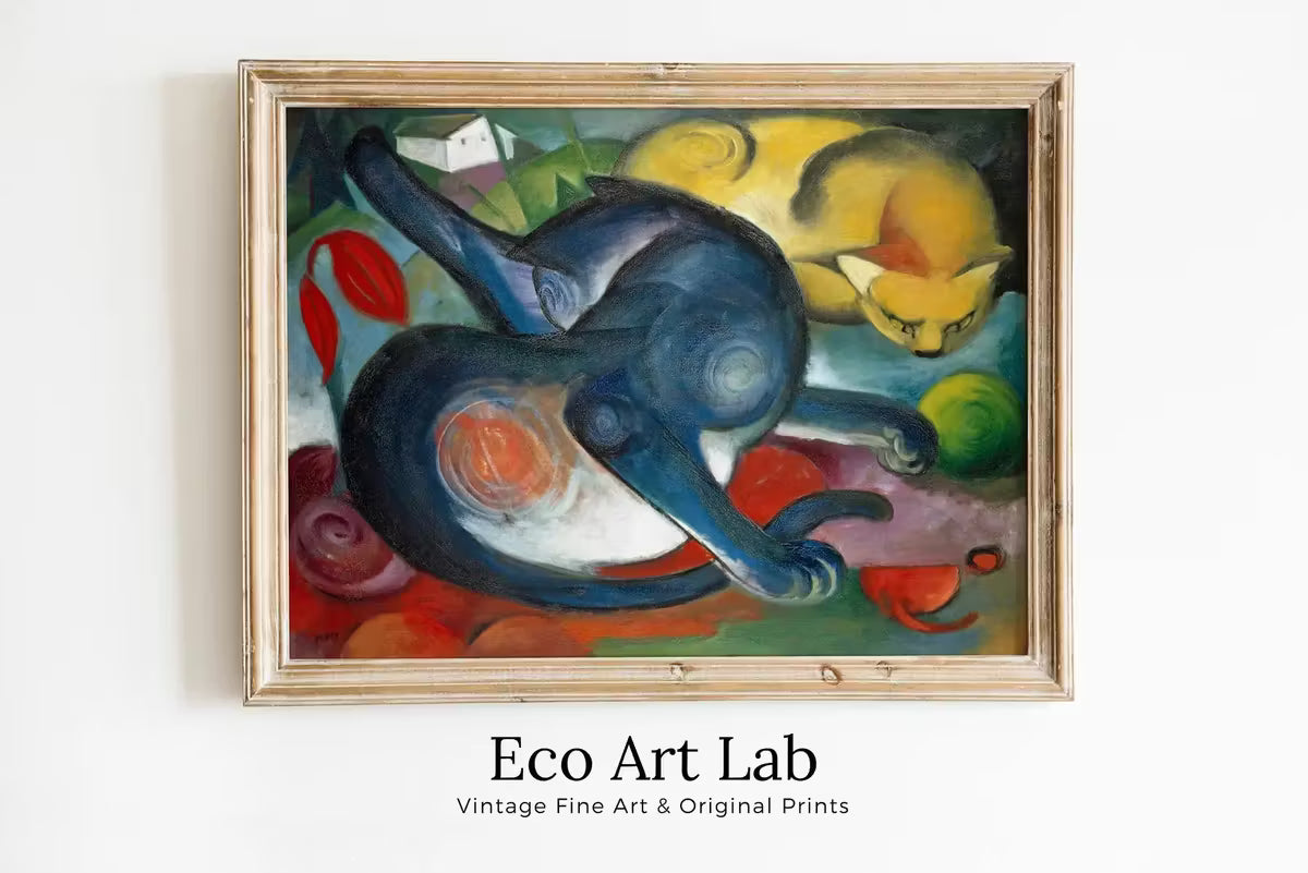 Vintage Abstract Cat Painting. Instant Download Colorful Surreal Cats Wall Art. Cats Abstract Antique Painting. Printable Famous Art Print – Printable Wall Art