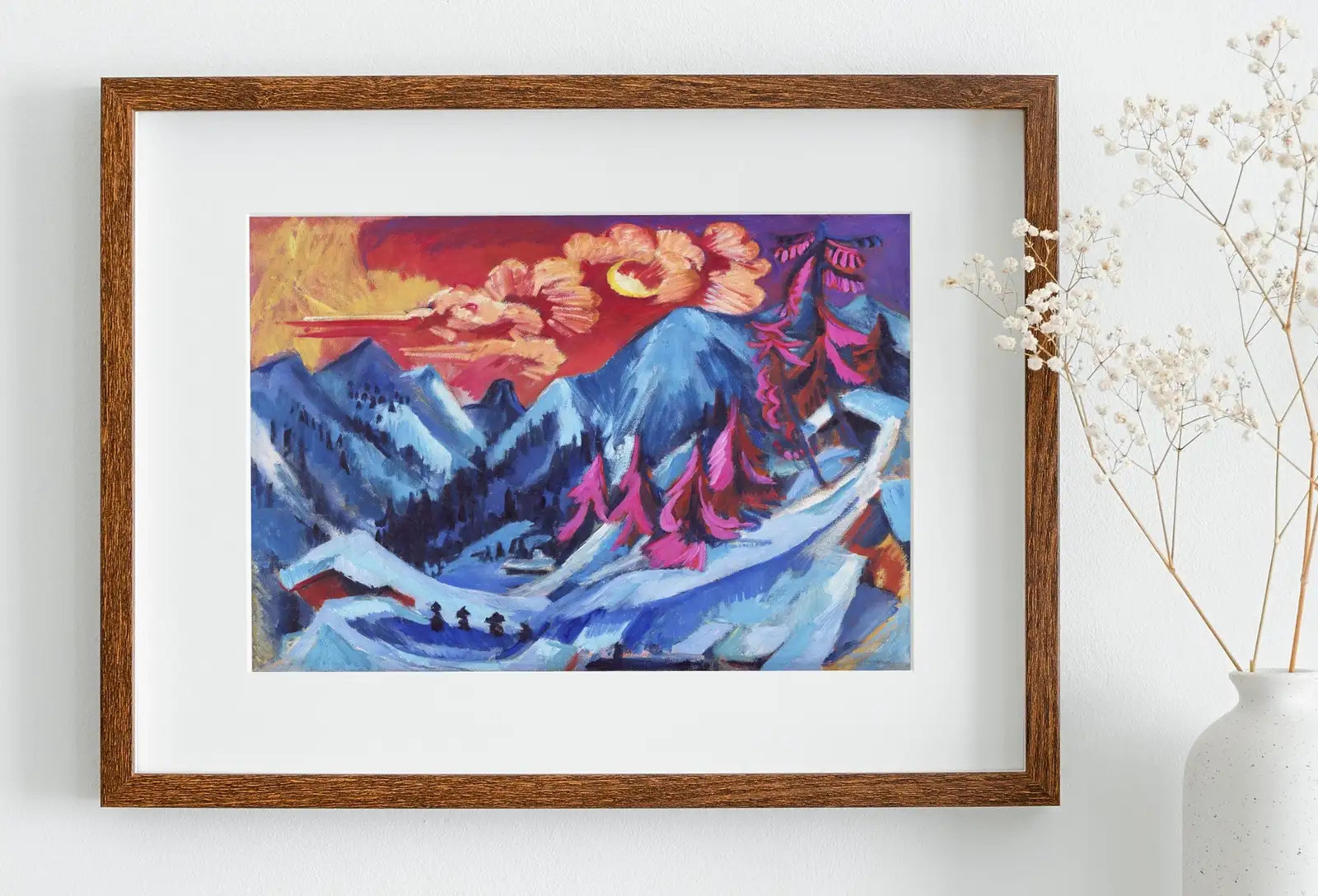 Vintage Abstract Mountain Landscape Painting. Colorful Wall Art Print. Winter Landscape in Moonlight Abstract Art. Mountain Printable Art – Printable Wall Art Digital Download – Digital Download