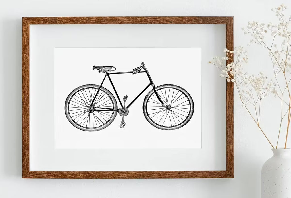 Vintage Bike Print Bicycle Poster. Cycling Minimalist Black and White Wall Art. Retro Bicycle Print Digital Printable Art. Old Bike Poster – Printable Wall Art