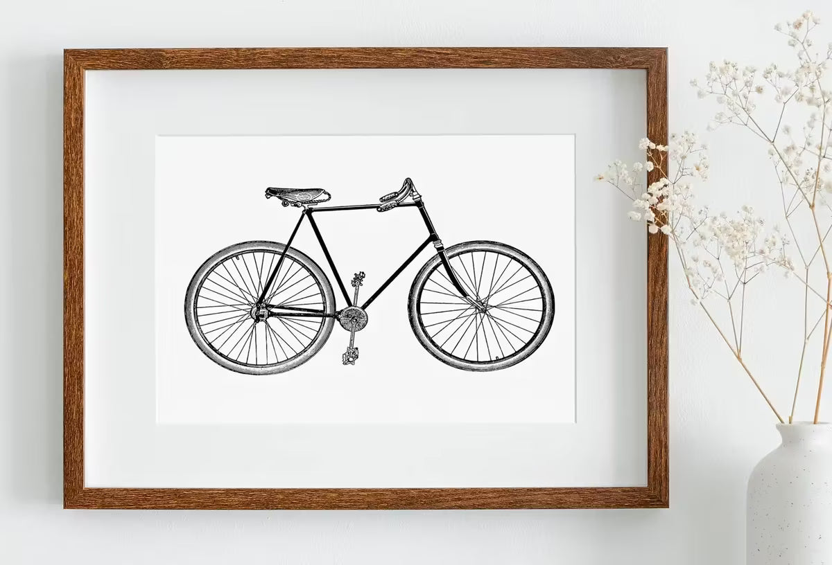 Vintage Bike Print Bicycle Poster. Cycling Minimalist Black and White Wall Art. Retro Bicycle Print Digital Printable Art. Old Bike Poster – Printable Wall Art