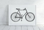Detail view of artwork from Vintage Bike Print Bicycle Poster. Cycling Minimalist Black and White Wall Art. Retro Bicycle Print Digital Printable Art. Old Bike Poster. (variation 2)