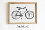 Framed view of Vintage Bike Print Bicycle Poster. Cycling Minimalist Black and White Wall Art. Retro Bicycle Print Digital Printable Art. Old Bike Poster – printable wall art digital download.