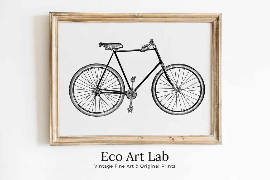 Vintage Bike Print Bicycle Poster. Cycling Minimalist Black and White Wall Art. Retro Bicycle Print Digital Printable Art. Old Bike Poster – Printable Wall Art