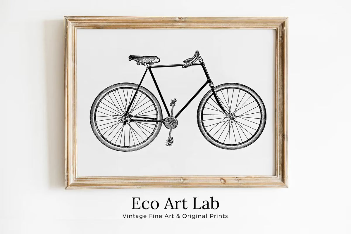 Vintage Bike Print Bicycle Poster. Cycling Minimalist Black and White Wall Art. Retro Bicycle Print Digital Printable Art. Old Bike Poster – Printable Wall Art