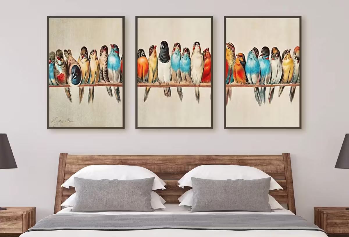 Vintage Bird Art 3 Piece Wall Art Gallery Wall Set. Instant Download Printable Wall Art Bird Painting. Birds Decor Wall Art Prints – Printable Wall Art Set