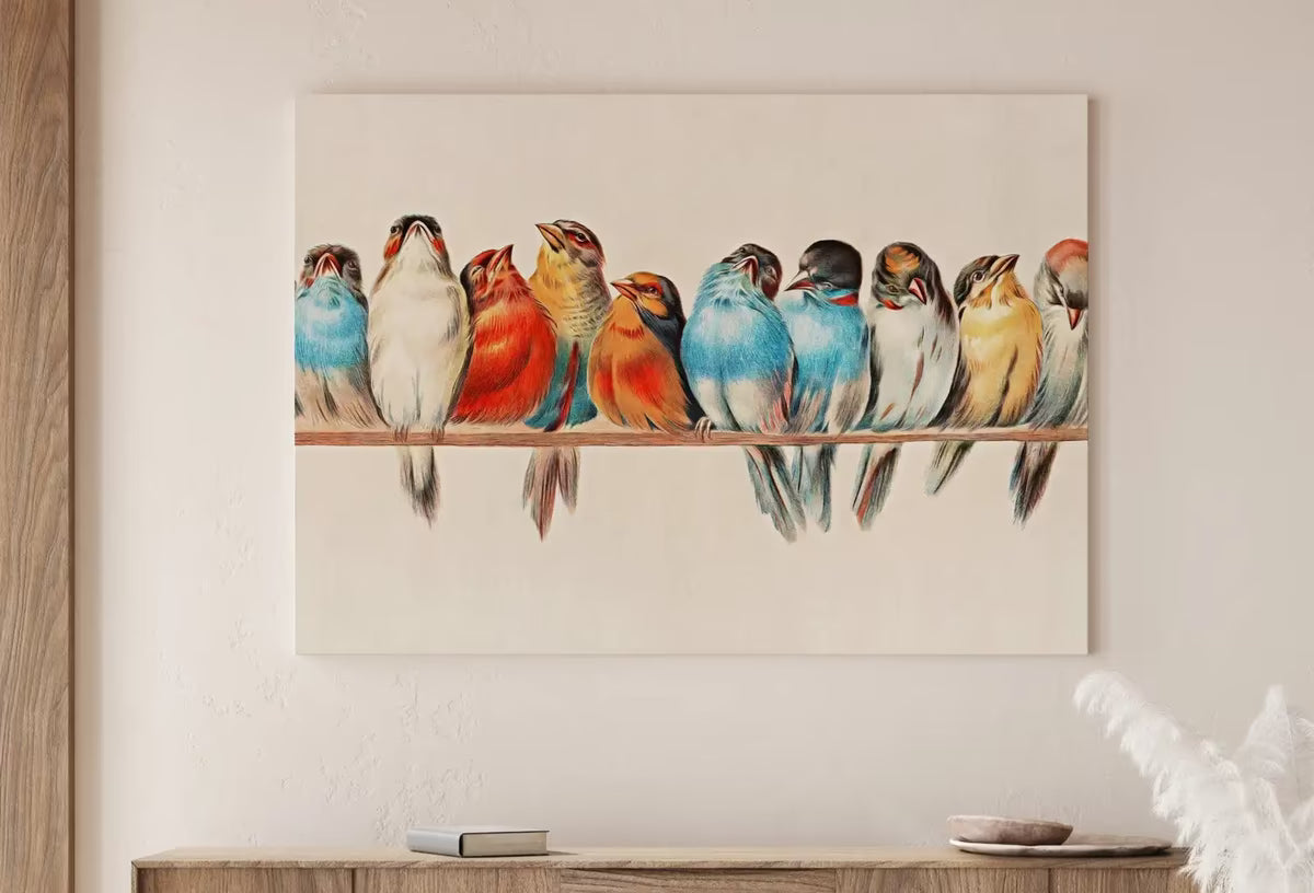 Vintage Birds Perched on Branch Painting. Instant Download Printable Wall Art. Bird Painting. Birds Decor Wall Art Prints. Birds Poster #1 – Printable Wall Art