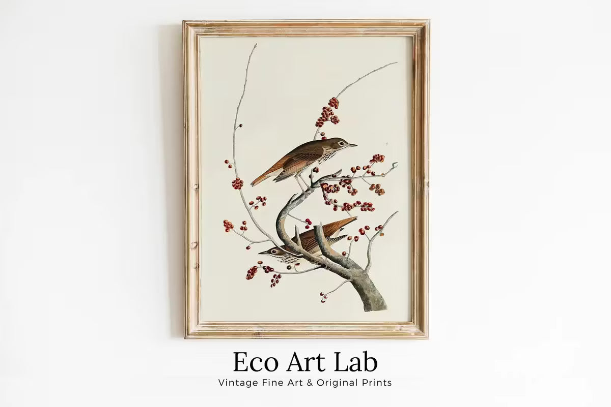 Vintage Birds Perched on Tree Branch Painting. Instant Download Printable Wall Art. Bird Painting. Birds Decor Wall Art Prints. Birds Poster – Printable Wall Art