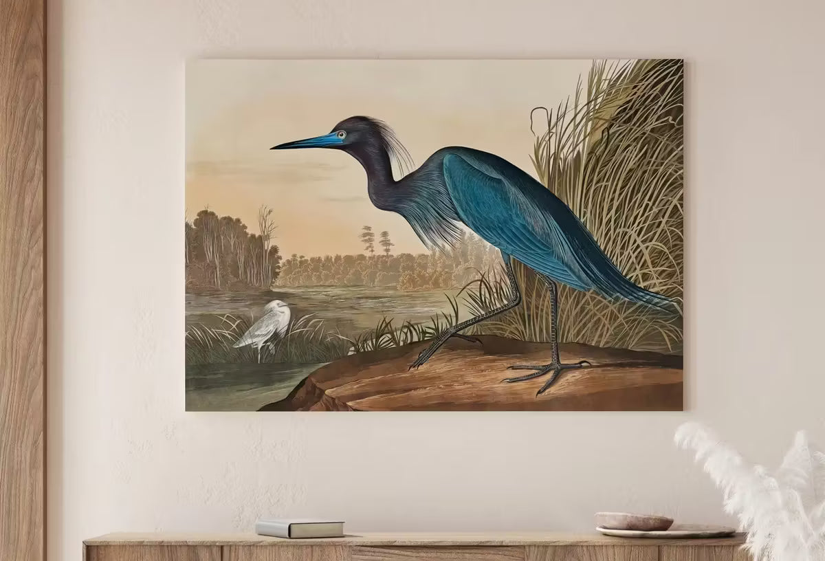 Vintage Blue Heron Tropical Bird Printable Wall Art. Wildlife Nature Colorful Tropical Decor. Instant Download. Bird Poster Art Print – Printable Wall Art