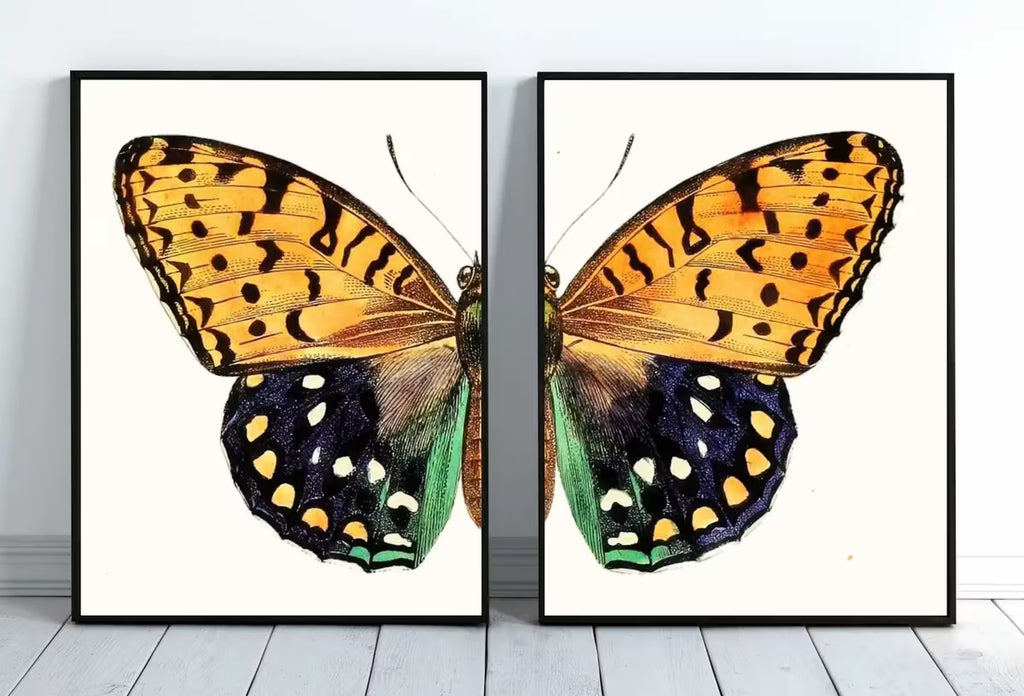 Vintage Butterfly Print, Butterfly Wall Art, Insect Art Nature Phototgraphy, Retro Antique Illustration, Printable Wall Art Set of 2 Prints – Printable Wall Art Set