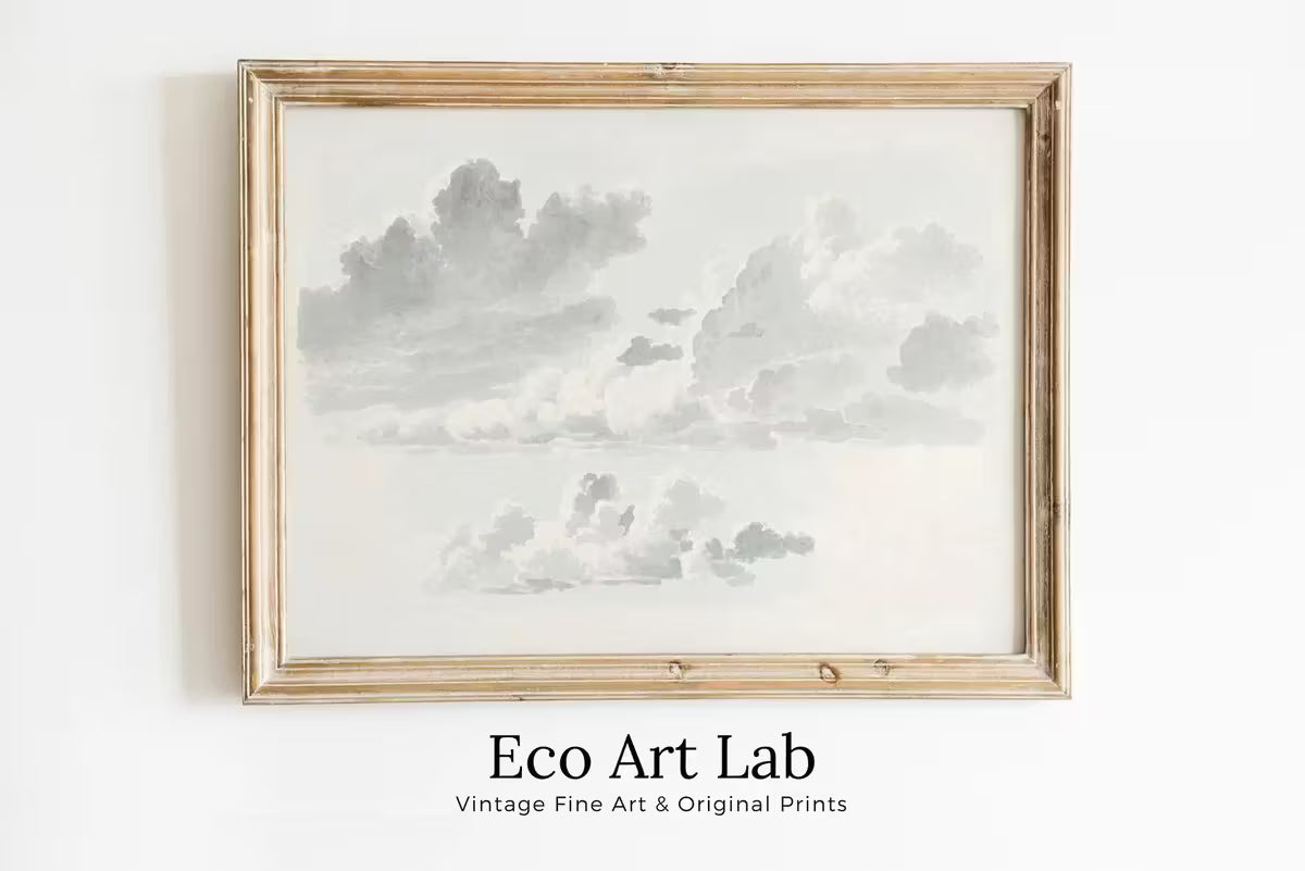 Vintage Cloud Painting Digital Print. Antique Cloud Artwork Vintage Landscape. Neutral Wall Decor. Printable Downloadable Art. Sky Landscape – Printable Wall Art
