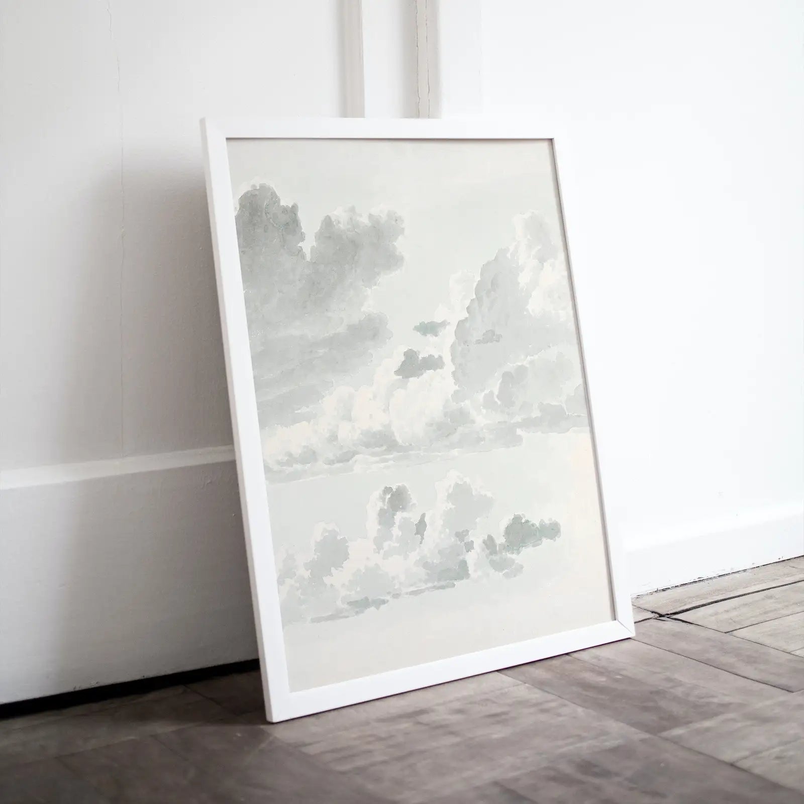 Peinture de nuages vintage en impression numérique. Art à télécharger. Œuvre d’art antique de nuages, paysage vintage. Décor mural neutre. Paysage de ciel.