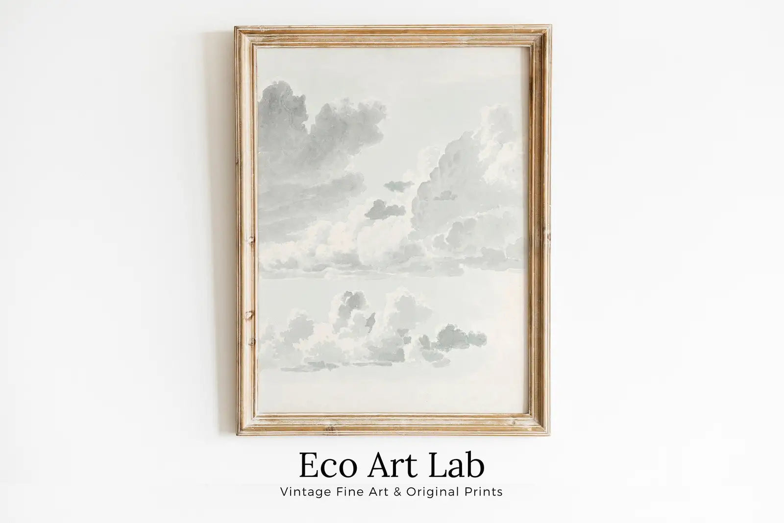 Peinture de nuages vintage en impression numérique. Art à télécharger. Œuvre d’art antique de nuages, paysage vintage. Décor mural neutre. Paysage de ciel.