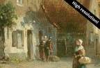 Second included artwork preview from Vintage Country Painting, Rustic European Village Print. Antique Oil Painting Street Scene Village Road Print. Vintage Landscape Wall Art featuring various scenes.